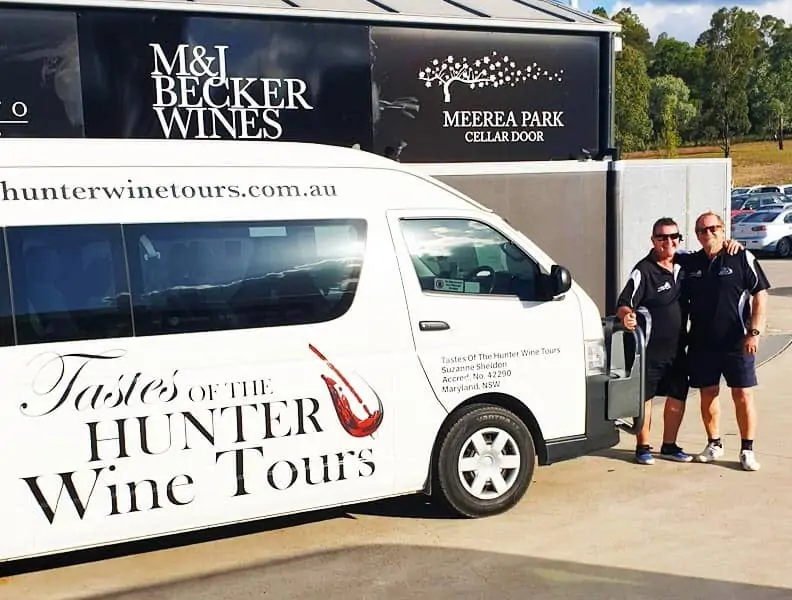 Hunter Valley locals near tour bus